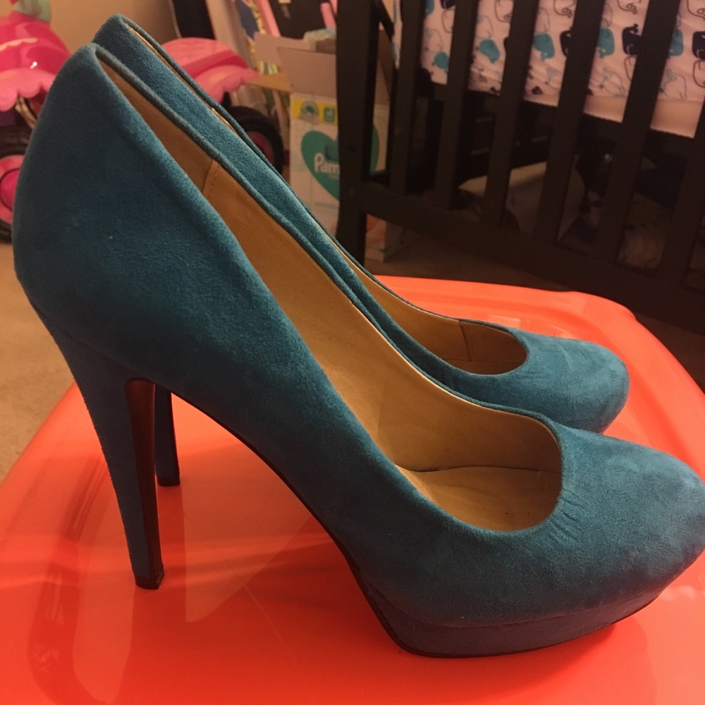 Teal Suede Heels